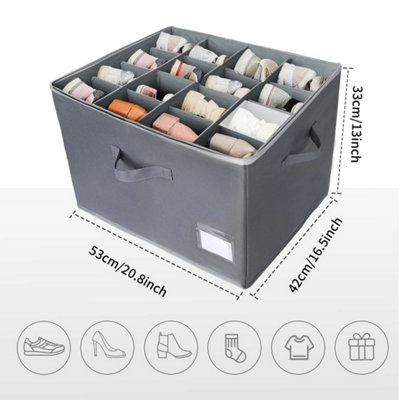 Grey Foldable Shoe Storage Organiser Containers With Clear Lid And Reinforced Handles from B&Q