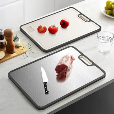 Stainless Steel Cutting Board Kitchen Double Sided Cutting Board Chopping Board from B&Q