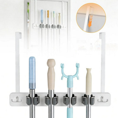 Broom Holder Door Mount Over The Door Broom And Mop Holder Wood Broom Hanger from B&Q