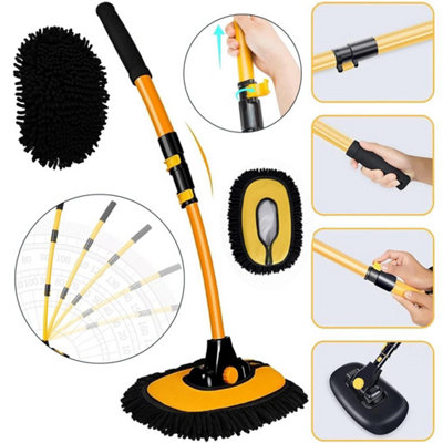  - Car Cleaning Brush Microfiber Mop Telescopic Long Handle Wash Mop