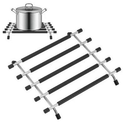 Stainless Steel Kitchen Trivet Worktop Saver Hot Pot Pan Stand Rack Silicon