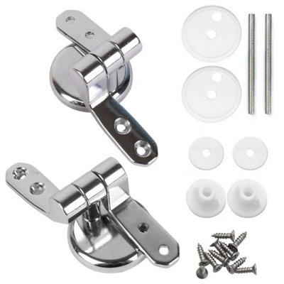 Pair Chrome Toilet Seat Hinges Universal Replacement Fittings from B&Q