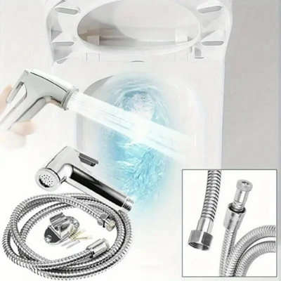 Chrome Handheld Shattaf Bidet Spray With Hose Toilet Hygiene from B&Q