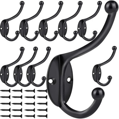 10X Classic Antique Industrial Vintage Cast Iron Double Coat Hook Hanger Zinc from B&Q