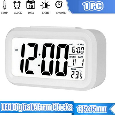 Alarm Snooze Clock Night Light Thermometer Digital Led Display Battery Operated from B&Q
