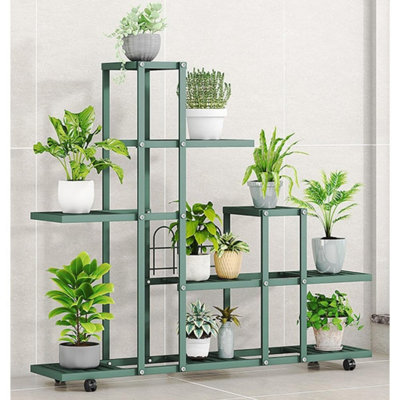  - Corner Tiered Plant Stand With Wheels Multi-Tier Flower Shelf