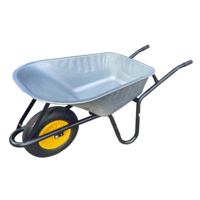  - Wheelbarrow Large 120L Heavy Duty Solid Wheel Barrow Garden Trolley Tyre Pun