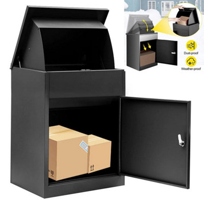  - Extra Large Black Outdoor Parcel Secure Box Lock Package Delivery Drop Postbox