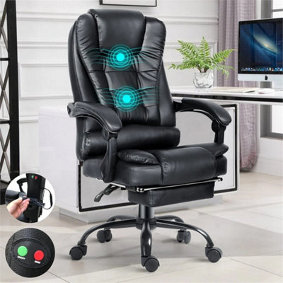  - Executive Office Chair Swivel Recliner Home Computer Desk Gaming Chair Footrest 2 Point Massage Chair Black