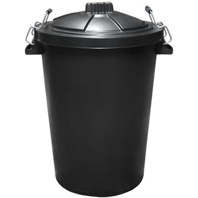  - 80 Litre Black Rubbish Dustbin Garden Refuse Waste Bin