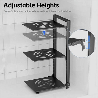  - 3 Tier Kitchen Pots Pan Storage Rack Saucepan Stand Shelf Organiser Holder
