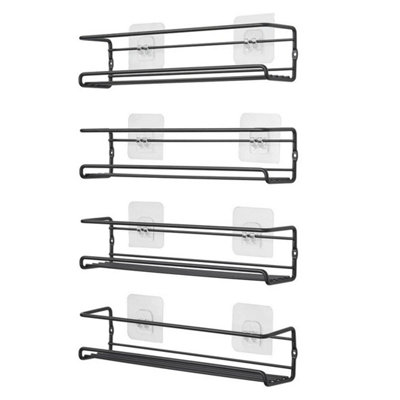 4 Tiers Wall Mounted Spice Herb Jars Rack Holder Kitchen Cupboard Storage Shelf