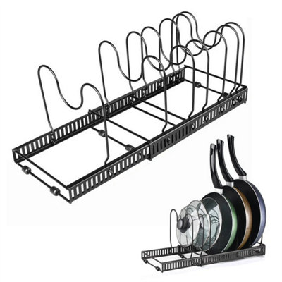7 Tiers Expandable Pan Holder Dish Drainer Rack Kitchen Sink Washing Plates Draining Board Cutlery Holder Cups