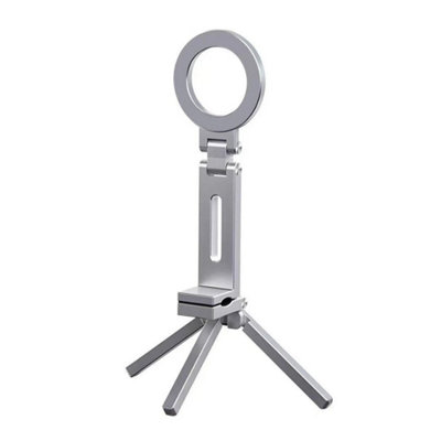 B&Q Silver Foldable Magnetic Phone Tripod Holder 360 Rotating Portable Stand