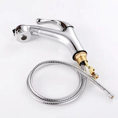 - Pull Out Bathroom Sink Faucet Hot Cold Mixer Tap Large Head Vanity Basin Tap