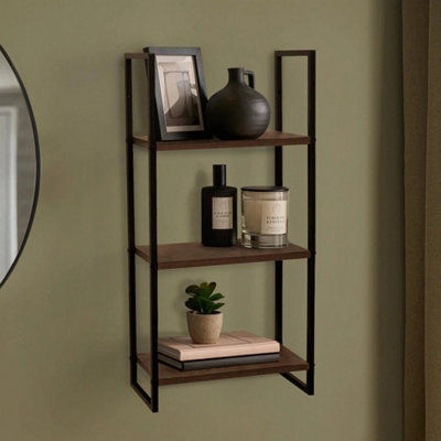  - Wall Mounted Shelf 3/5 Tier Home Display Unit Shelving Rack Space Saving 3 TierMedium Wood