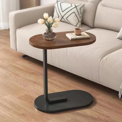  - C-Shaped Compact Sofa Side End Table Coffee Laptop Table Living Room Bedroom  Walnut