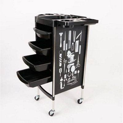 4 Drawer Salon Hairdresser Trolley Beauty Barber Storage Basket Rolling Cart  Black 1