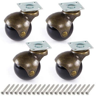  - 4Xpcs 1.5 Inch Ball Castor Wheel Antique Swivel Caster