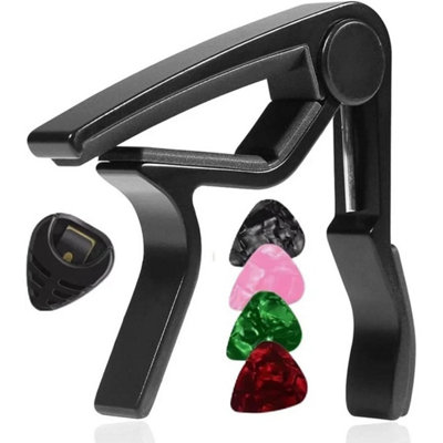 Guitar Capo Acoustic Picks And Holder Black Universal
