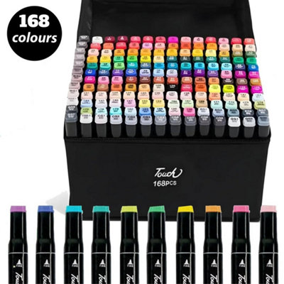  - Colouring Pens Art Set 168Pc Dual Tip Marker Felt Tip Pen Fine Broad Adults Kids