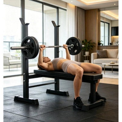  - Weight Bench Barbell Rack Home Gym Fitness Full