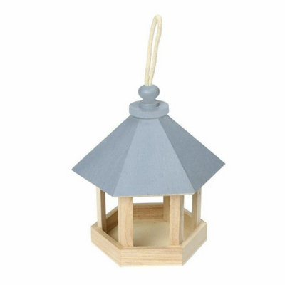  - Classic Wooden Feeding Bird House Gazebo Hanging Feeder Station Garden Decor Blue
