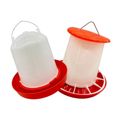 - 4Kg Feeder And 4 Litre Water Drinker Chicken Poultry Chick Hen Duck Pigeon Food