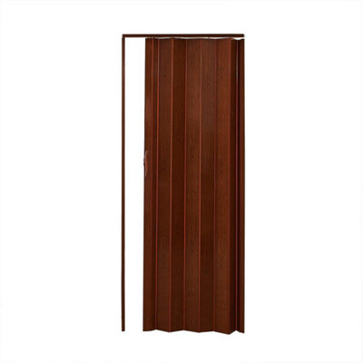  - Folding Door Concertina Accordion Plastic Sliding Door Living Room Divider Brown