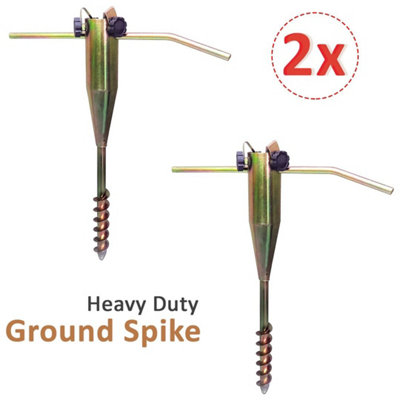  - 2 X Heavy Duty Steel Screw In Ground Spike Parasol Airer Rotary Washing Line