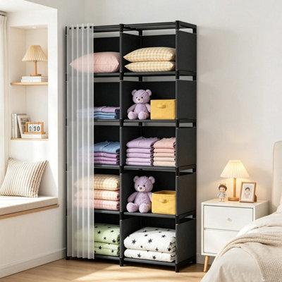  - Large Closet Wardrobe Sturdy Clothes Storage Cabinet Rack Shelves Hanger Stores