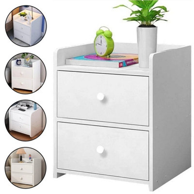 2 Drawer Bedside Chest  Wooden Bedroom Bedside Cabinet Furniture Storage Nightstand Side Table