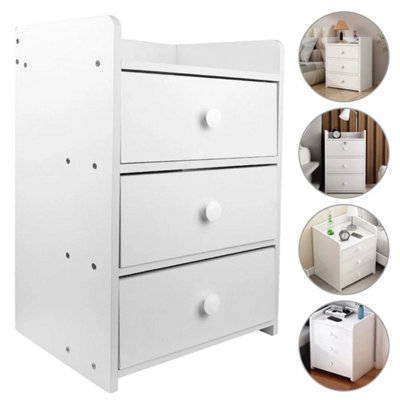 3 Drawer Bedside Chest Wooden Bedroom Bedside Cabinet Furniture Storage Nightstand Side Table