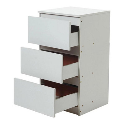  - 3 Drawers White Bedside Table Cabinets Nightstand Bedroom Furniture