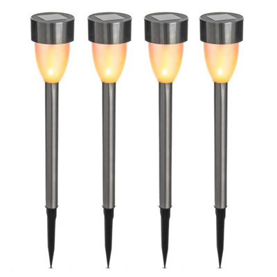  - 8 X Stainless Steel Solar Powered Led Bollard Post Lights Outdoor Garden Fence