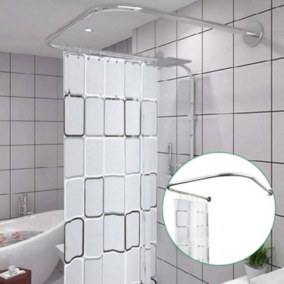  - New Shower Curtain Rail Rod U Shape Curved Toilet Bathroom Pole Stainless Steel