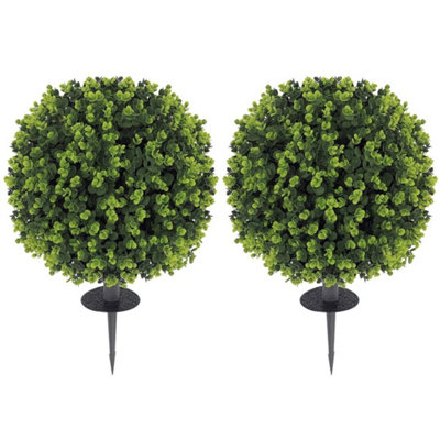 - Set Of 2 40Cm Artificial Boxwood Topiary Ball Bush For Indoor Outdoor