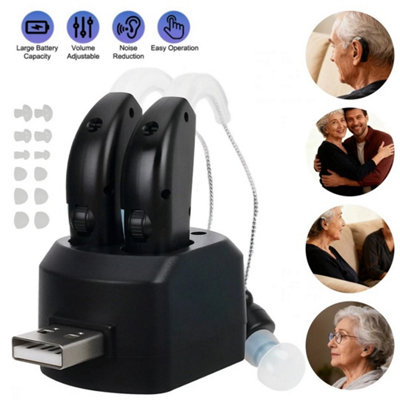  - 1Pair Rechargeable Digital Hearing Aids In-Ear Invisible Sound Voice Amplifier
