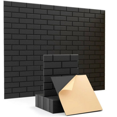  - Black 12 Pack Brick Pattern Acoustic Sound Absorbing Panels
