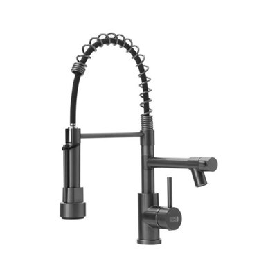  - Brushed Gold Kitchen Mixer Taps Pull Out Spray Head Dual Spout Mono Single Lever