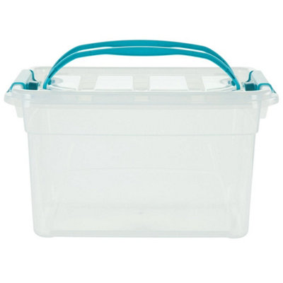  - 7Litre Multipurpose Plastic Storage Box With Twist Handles And Clip Lid