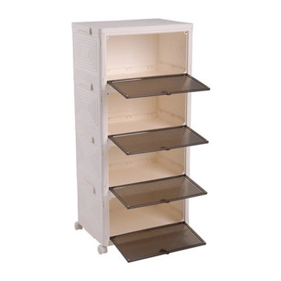 4 Tier Plastic Storage Drawers Box Tower Unit Stationery Organizer On Wheels New