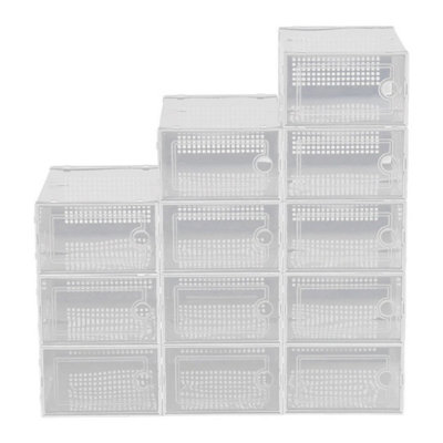  - 12X Folding Shoe Box Storage Case Plastic Box Transparent Stackable Shoe Display