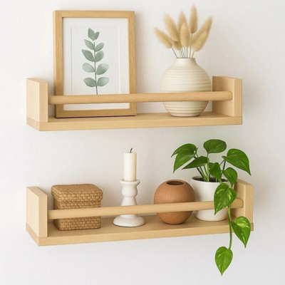  - Wooden Spice Jar Shelves Wall Mounted Floating Rack Bookcase