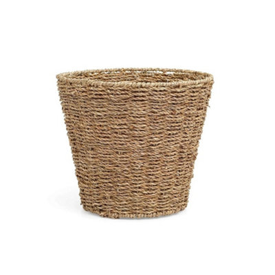  - Waste Paper Bin Woven Natural Round Seagrass Basket