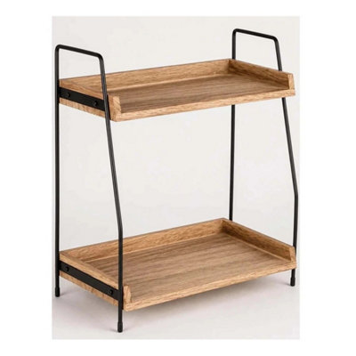  - 2 Tier Wooden Spice Jar Rack Coffee Shelf Organiser Kitchen