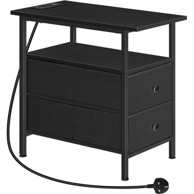  - Bedside Table Cabinet With Drawers And Charging Station Small