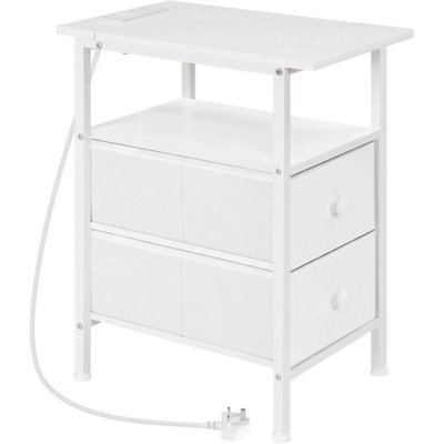  - Bedside Table Cabinet With Drawers And Charging Station Small