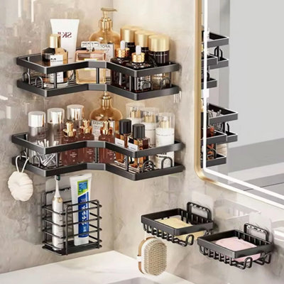  - 5Pcs Adhesive Bathroom Corner Shelf Shower Caddy No Drill Wall