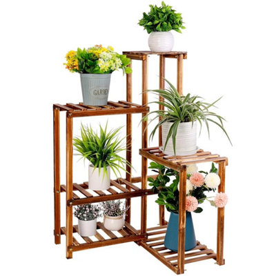 6 Tier Corner Plant Stand Shelf Wood Planter Holder Display Rack